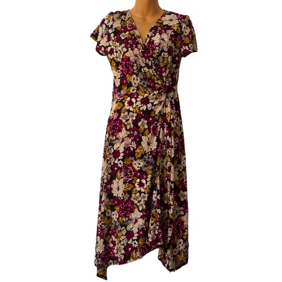 Perceptions Women's Short Sleeve Floral Fit And Flare Midi Dress. Size: 8 - Picture 1 of 8